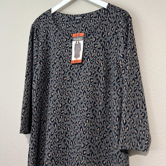 NWT Nicole Miller Midi Dress Animal Print Size 3/4 Sleeves with Pockets - Picture 2 of 12